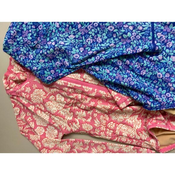 Bundle Crewcuts Kids Rash Guard size 4T 5T UPF 50 Long sleeves Floral Blue Pink - Picture 7 of 13